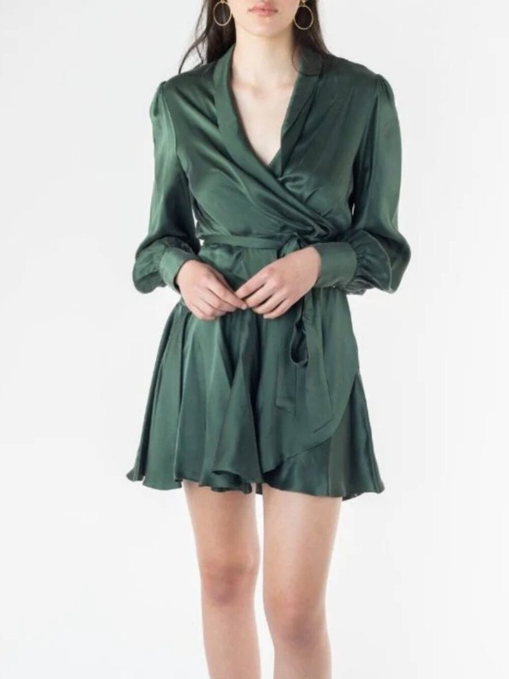 Zimmermann silk wrap dress hunter green size 3